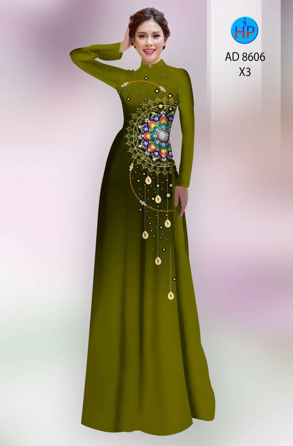 Vải Áo Dài Hoa Văn Vừa Ra  AD 8606