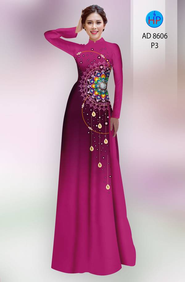 Vải Áo Dài Hoa Văn Vừa Ra  AD 8606