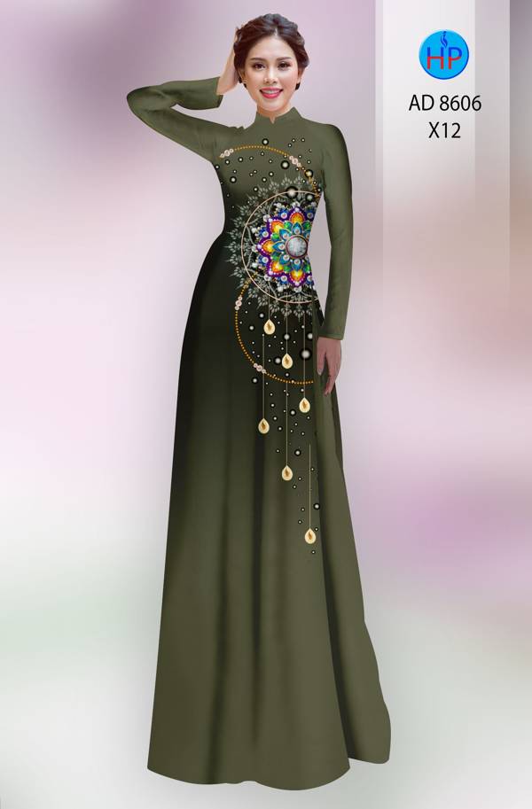 Vải Áo Dài Hoa Văn Vừa Ra  AD 8606