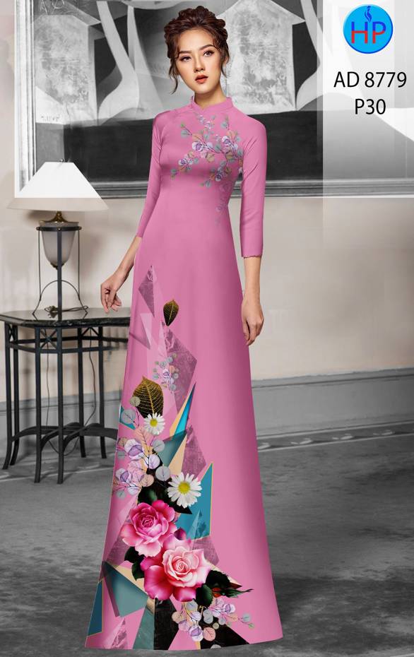 Vải Áo Dài Hoa Hồng Vừa Ra AD 8779 44 Vải Áo Dài Hoa Hồng Vừa Ra  AD 8779