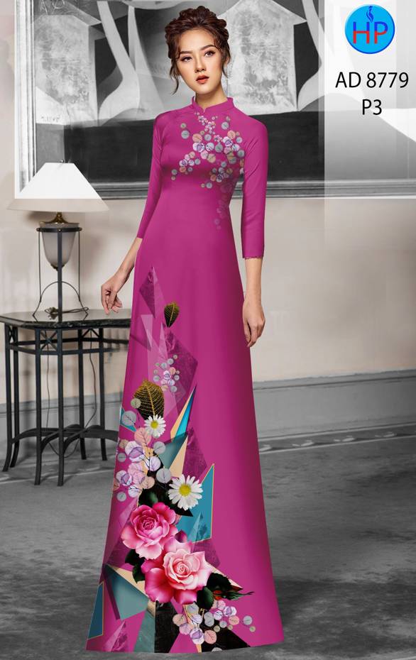 Vải Áo Dài Hoa Hồng Vừa Ra AD 8779 52 Vải Áo Dài Hoa Hồng Vừa Ra  AD 8779