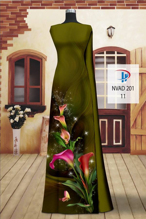 Vải Áo Dài Hoa Ly Kiểu Mới AD NVAD201 53 Vải Áo Dài Hoa Ly Kiểu Mới AD NVAD201