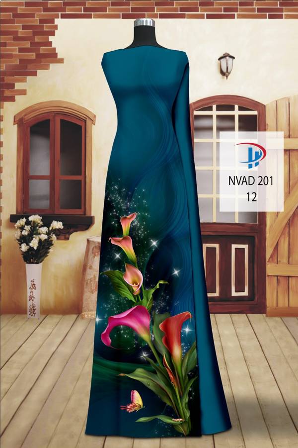 Vải Áo Dài Hoa Ly Kiểu Mới AD NVAD201 54 Vải Áo Dài Hoa Ly Kiểu Mới AD NVAD201
