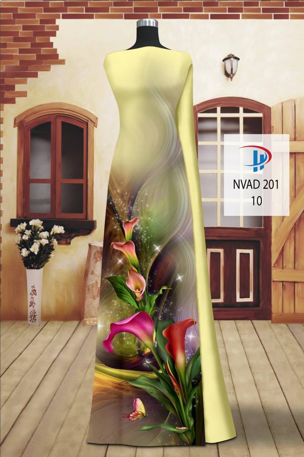 Vải Áo Dài Hoa Ly Kiểu Mới AD NVAD201 52 Vải Áo Dài Hoa Ly Kiểu Mới AD NVAD201