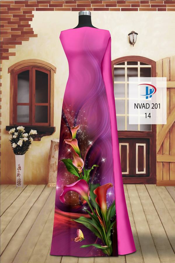 Vải Áo Dài Hoa Ly Kiểu Mới AD NVAD201 56 Vải Áo Dài Hoa Ly Kiểu Mới AD NVAD201