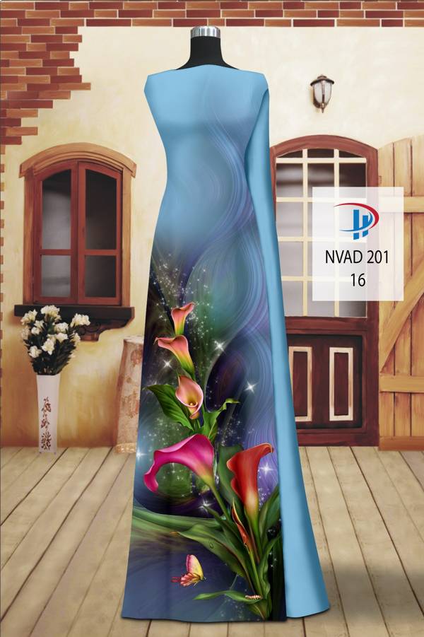 Vải Áo Dài Hoa Ly Kiểu Mới AD NVAD201 57 Vải Áo Dài Hoa Ly Kiểu Mới AD NVAD201