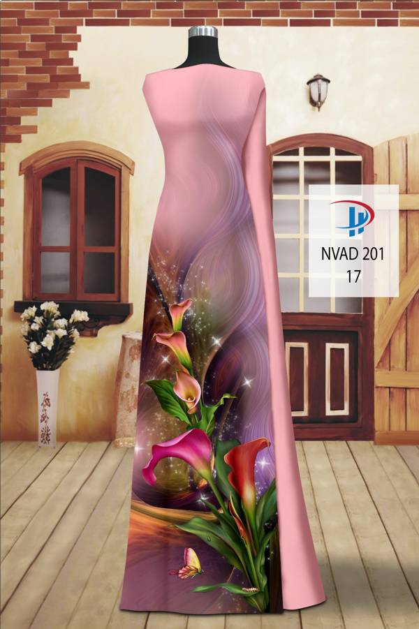 Vải Áo Dài Hoa Ly Kiểu Mới AD NVAD201 58 Vải Áo Dài Hoa Ly Kiểu Mới AD NVAD201