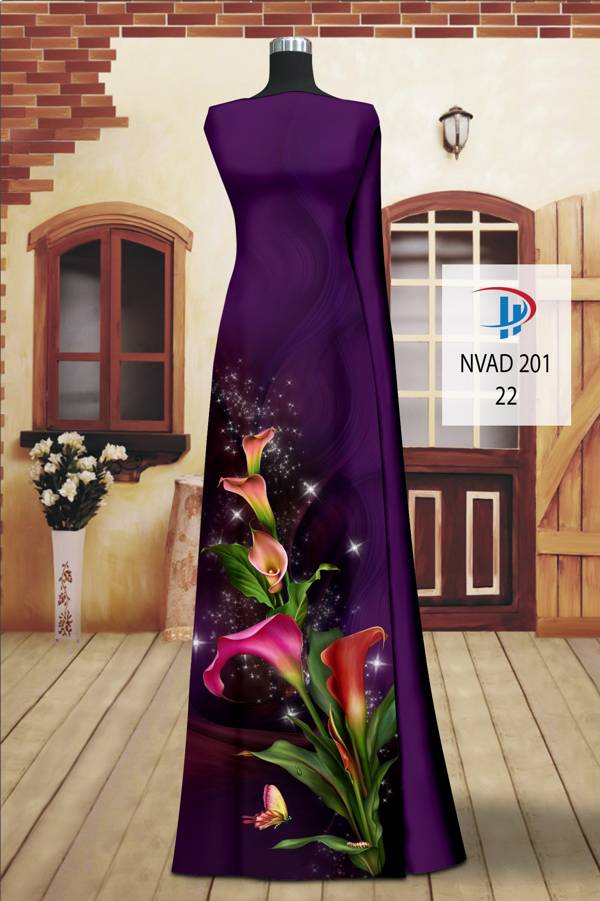 Vải Áo Dài Hoa Ly Kiểu Mới AD NVAD201 64 Vải Áo Dài Hoa Ly Kiểu Mới AD NVAD201