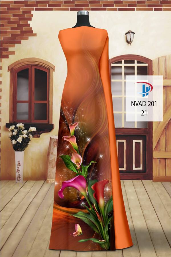 Vải Áo Dài Hoa Ly Kiểu Mới AD NVAD201 63 Vải Áo Dài Hoa Ly Kiểu Mới AD NVAD201