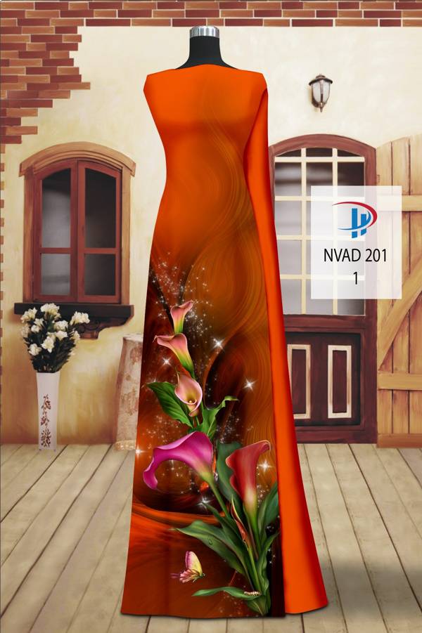 Vải Áo Dài Hoa Ly Kiểu Mới AD NVAD201 61 Vải Áo Dài Hoa Ly Kiểu Mới AD NVAD201
