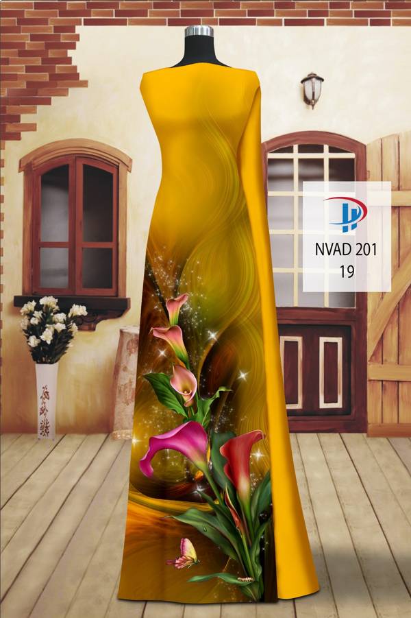 Vải Áo Dài Hoa Ly Kiểu Mới AD NVAD201 60 Vải Áo Dài Hoa Ly Kiểu Mới AD NVAD201