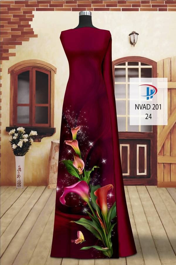 Vải Áo Dài Hoa Ly Kiểu Mới AD NVAD201 66 Vải Áo Dài Hoa Ly Kiểu Mới AD NVAD201