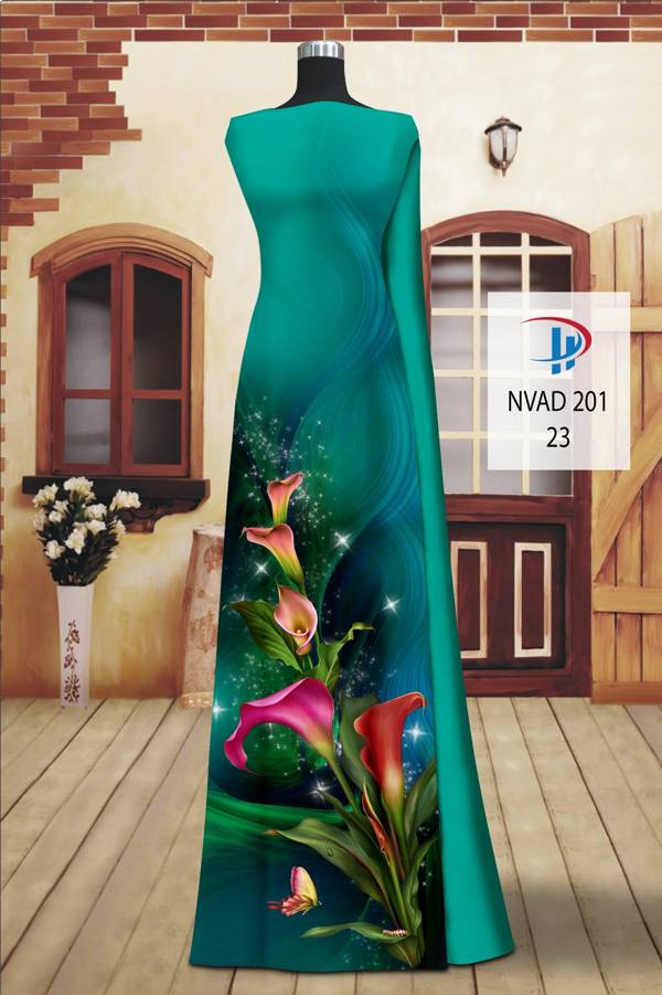 Vải Áo Dài Hoa Ly Kiểu Mới AD NVAD201 65 Vải Áo Dài Hoa Ly Kiểu Mới AD NVAD201