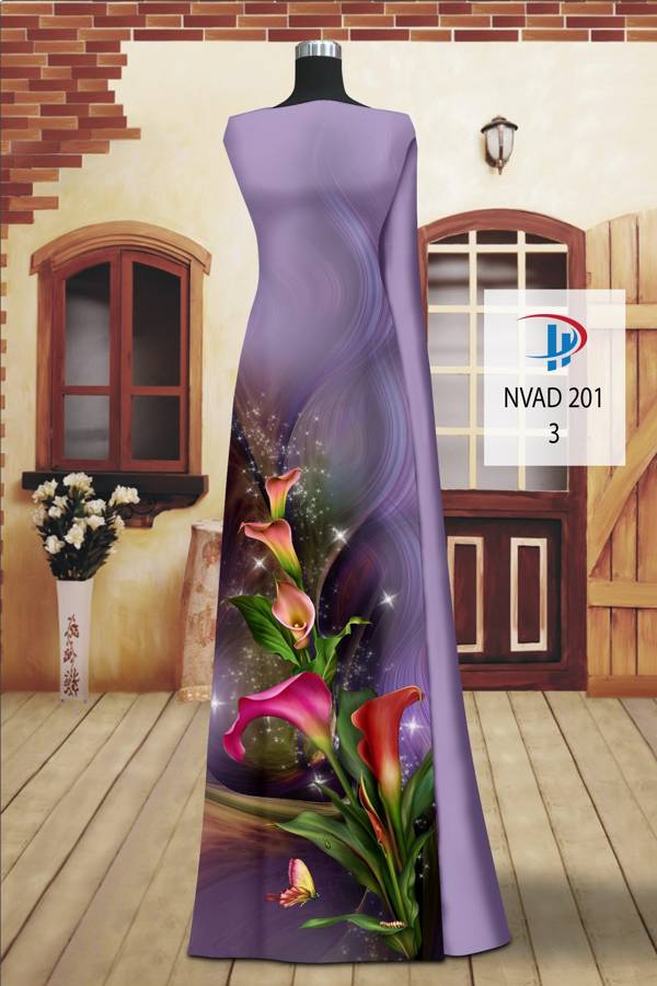 Vải Áo Dài Hoa Ly Kiểu Mới AD NVAD201 69 Vải Áo Dài Hoa Ly Kiểu Mới AD NVAD201