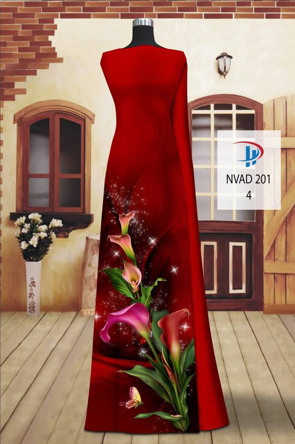 Vải Áo Dài Hoa Ly Kiểu Mới AD NVAD201 70 Vải Áo Dài Hoa Ly Kiểu Mới AD NVAD201