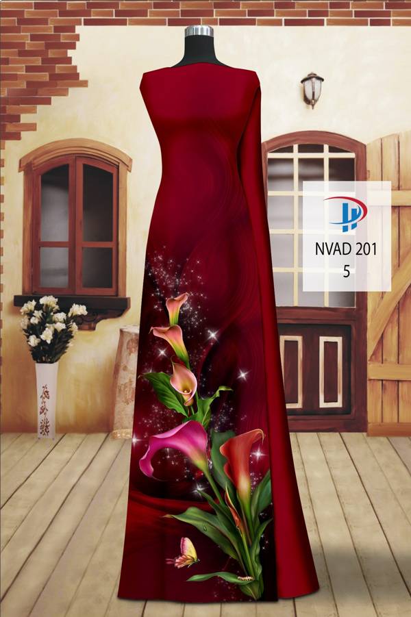 Vải Áo Dài Hoa Ly Kiểu Mới AD NVAD201 71 Vải Áo Dài Hoa Ly Kiểu Mới AD NVAD201