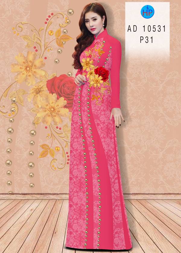 Vải Áo Dài Hoa Hồng Thiết Kế 2021 AD 10531 37 Vải Áo Dài Hoa Hồng Thiết Kế 2021 AD 10531