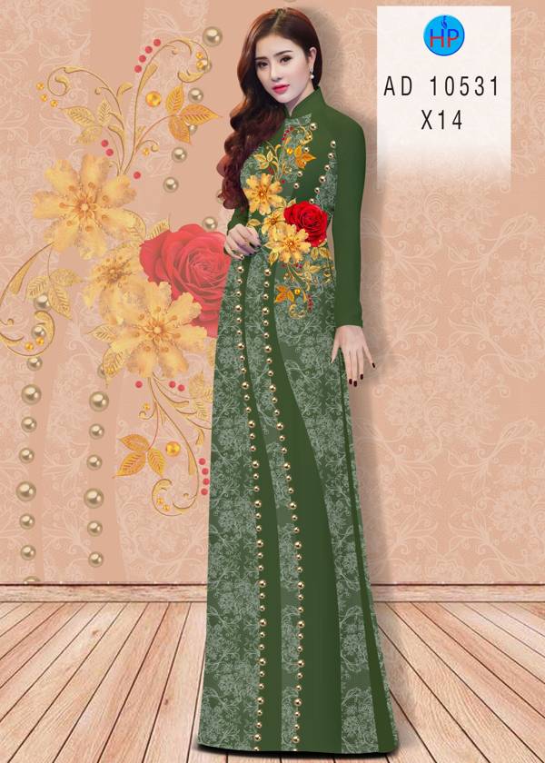 Vải Áo Dài Hoa Hồng Thiết Kế 2021 AD 10531 38 Vải Áo Dài Hoa Hồng Thiết Kế 2021 AD 10531