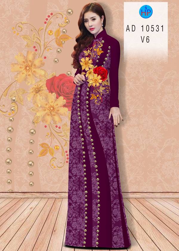 Vải Áo Dài Hoa Hồng Thiết Kế 2021 AD 10531 40 Vải Áo Dài Hoa Hồng Thiết Kế 2021 AD 10531