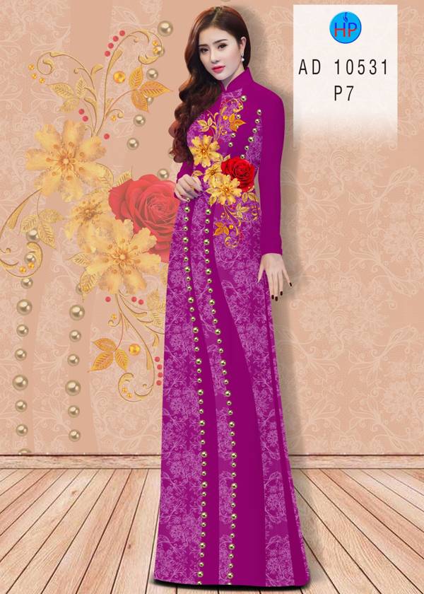 Vải Áo Dài Hoa Hồng Thiết Kế 2021 AD 10531 45 Vải Áo Dài Hoa Hồng Thiết Kế 2021 AD 10531