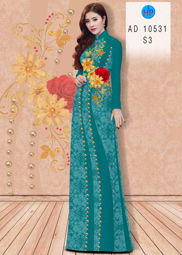 Vải Áo Dài Hoa Hồng Thiết Kế 2021 AD 10531 46 Vải Áo Dài Hoa Hồng Thiết Kế 2021 AD 10531