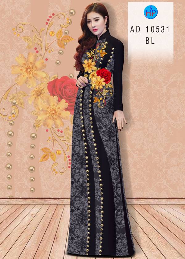 Vải Áo Dài Hoa Hồng Thiết Kế 2021 AD 10531 47 Vải Áo Dài Hoa Hồng Thiết Kế 2021 AD 10531