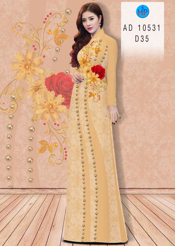 Vải Áo Dài Hoa Hồng Thiết Kế 2021 AD 10531 50 Vải Áo Dài Hoa Hồng Thiết Kế 2021 AD 10531