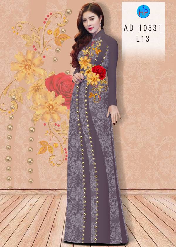 Vải Áo Dài Hoa Hồng Thiết Kế 2021 AD 10531 52 Vải Áo Dài Hoa Hồng Thiết Kế 2021 AD 10531