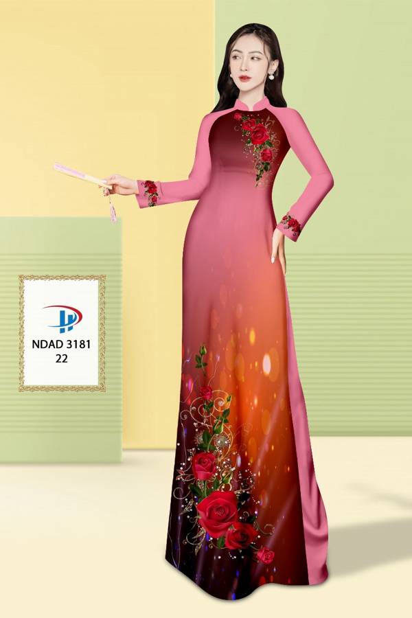 Vải Áo Dài Hoa Hồng Độc Đáo AD NDAD3181 64 Vải Áo Dài Hoa Hồng Độc Đáo AD NDAD3181