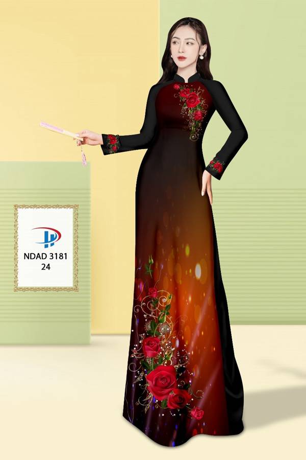 Vải Áo Dài Hoa Hồng Độc Đáo AD NDAD3181 66 Vải Áo Dài Hoa Hồng Độc Đáo AD NDAD3181
