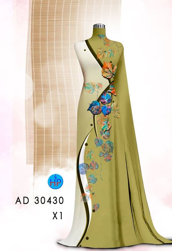 Vải Áo Dài In Hình Lá Mới Ra AD 30430 47 Vải Áo Dài In Hình Lá Mới Ra AD 30430