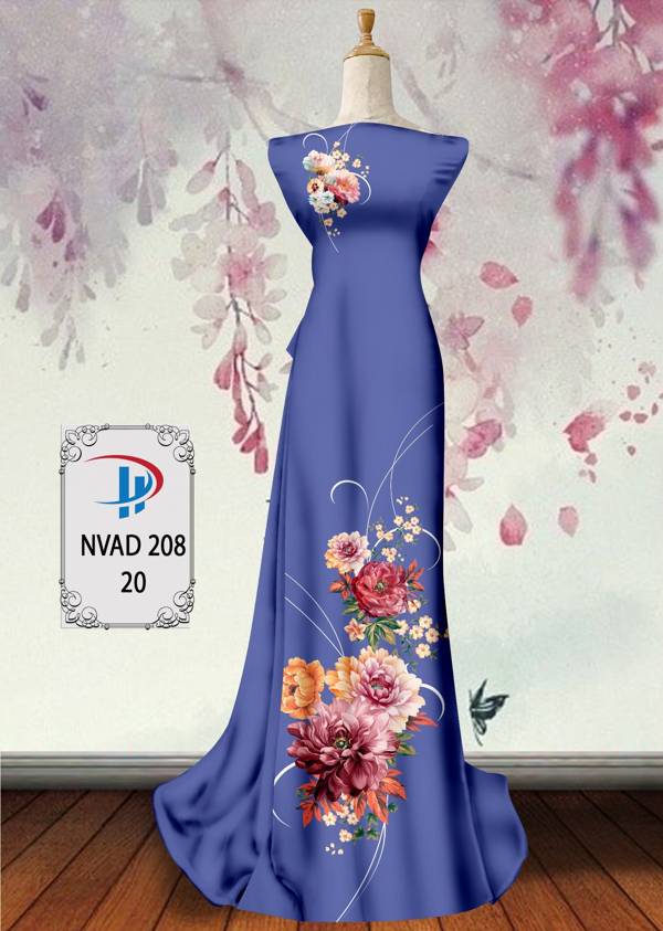 Vải Áo Dài Hoa In 3D Thiết Kế 2021 AD NVAD208 60 Vải Áo Dài Hoa In 3D Thiết Kế 2021 AD NVAD208