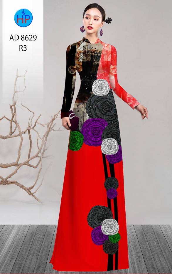 Vải Áo Dài Hoa Hồng Thiết Kế 2021 AD 8629 51 Vải Áo Dài Hoa Hồng Thiết Kế 2021 AD 8629