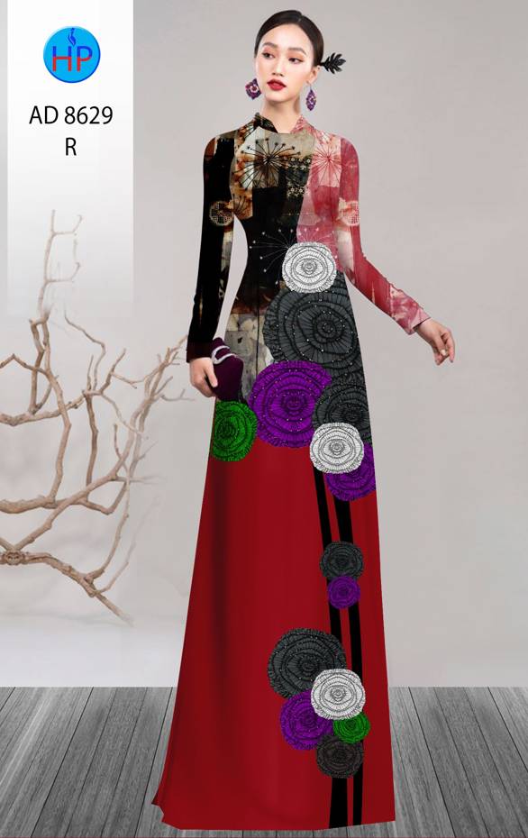 Vải Áo Dài Hoa Hồng Thiết Kế 2021 AD 8629 55 Vải Áo Dài Hoa Hồng Thiết Kế 2021 AD 8629