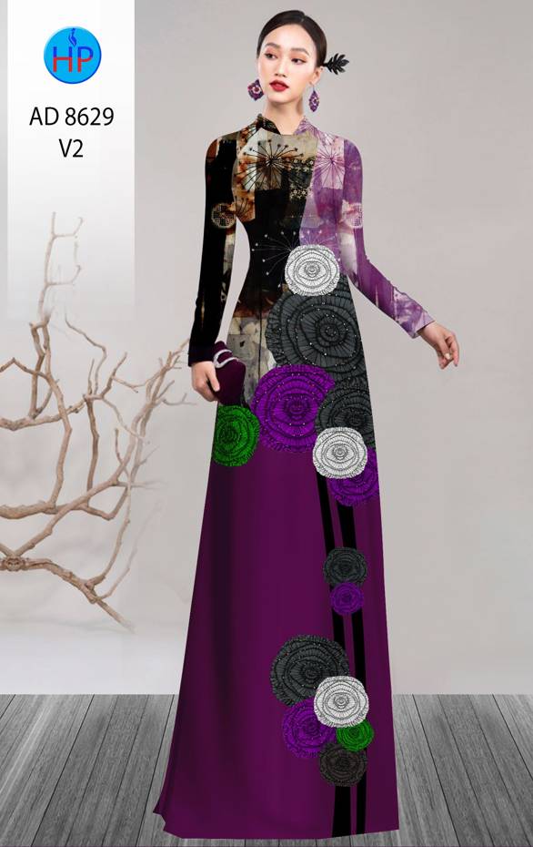 Vải Áo Dài Hoa Hồng Thiết Kế 2021 AD 8629 54 Vải Áo Dài Hoa Hồng Thiết Kế 2021 AD 8629