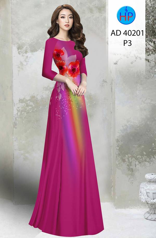 Vải Áo Dài Hoa In 3D Độc Đáo AD 40201 49 Vải Áo Dài Hoa In 3D Độc Đáo AD 40201