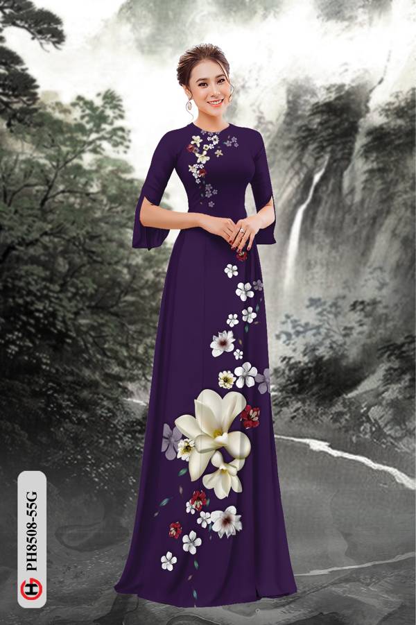 Vải Áo Dài Hoa In 3D Thiết Kế 2021 AD PH8508 32 Vải Áo Dài Hoa In 3D Thiết Kế 2021 AD PH8508