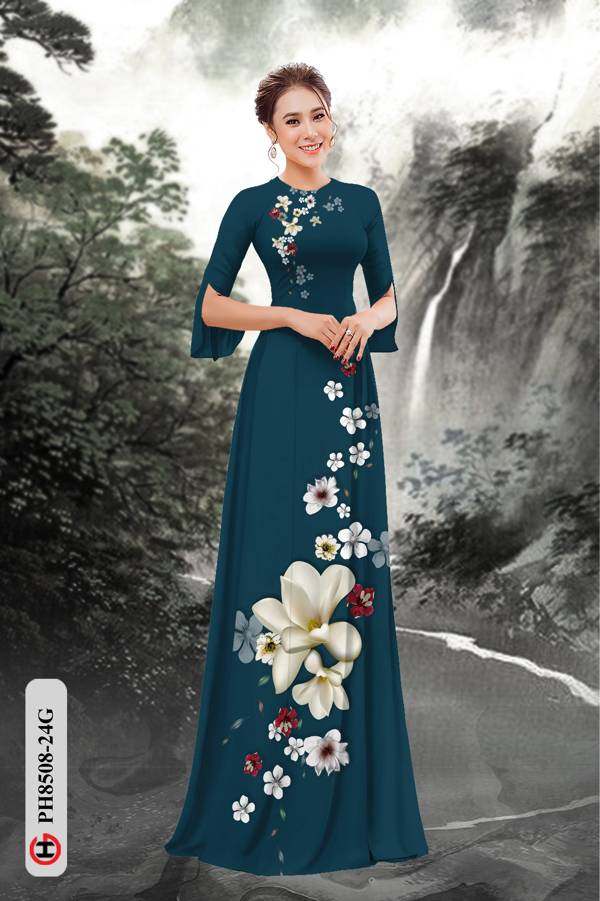 Vải Áo Dài Hoa In 3D Thiết Kế 2021 AD PH8508 43 Vải Áo Dài Hoa In 3D Thiết Kế 2021 AD PH8508