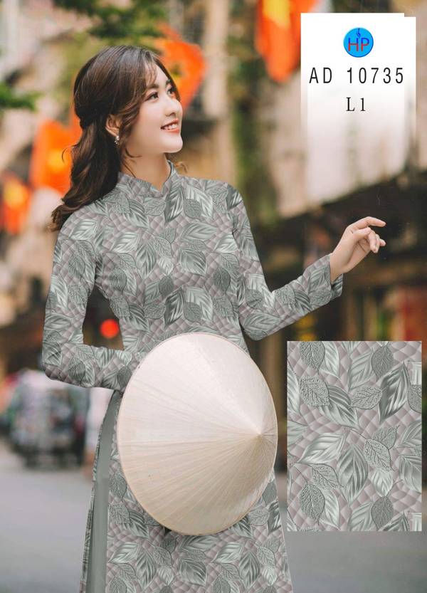 Vải Áo Dài In Hình Lá Mới Ra AD 10735 42 Vải Áo Dài In Hình Lá Mới Ra AD 10735