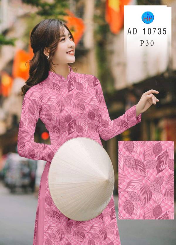 Vải Áo Dài In Hình Lá Mới Ra AD 10735 50 Vải Áo Dài In Hình Lá Mới Ra AD 10735