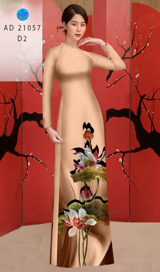 Vải Áo Dài Hoa Sen Độc Đáo AD 21057