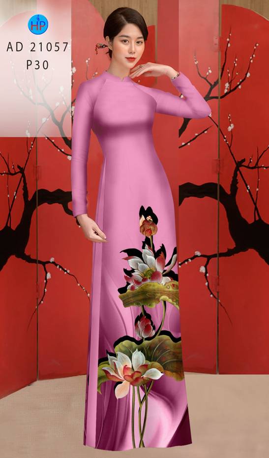 Vải Áo Dài Hoa Sen Độc Đáo AD 21057