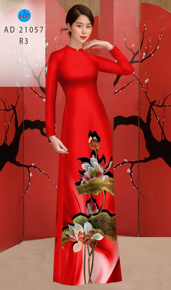 Vải Áo Dài Hoa Sen Độc Đáo AD 21057