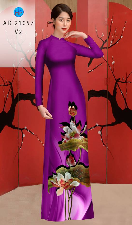 Vải Áo Dài Hoa Sen Độc Đáo AD 21057