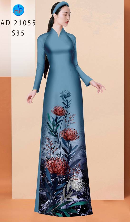Vải Áo Dài Hoa Cúc Độc Đáo AD 21055