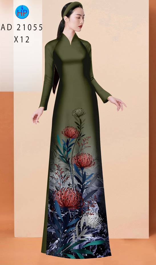 Vải Áo Dài Hoa Cúc Độc Đáo AD 21055