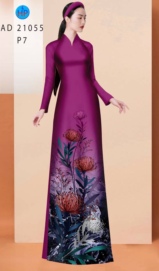 Vải Áo Dài Hoa Cúc Độc Đáo AD 21055