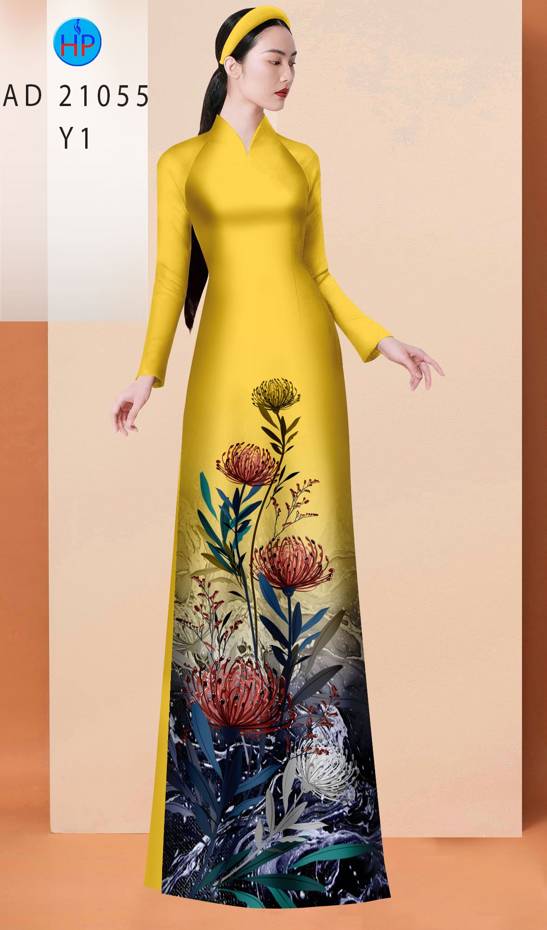 Vải Áo Dài Hoa Cúc Độc Đáo AD 21055