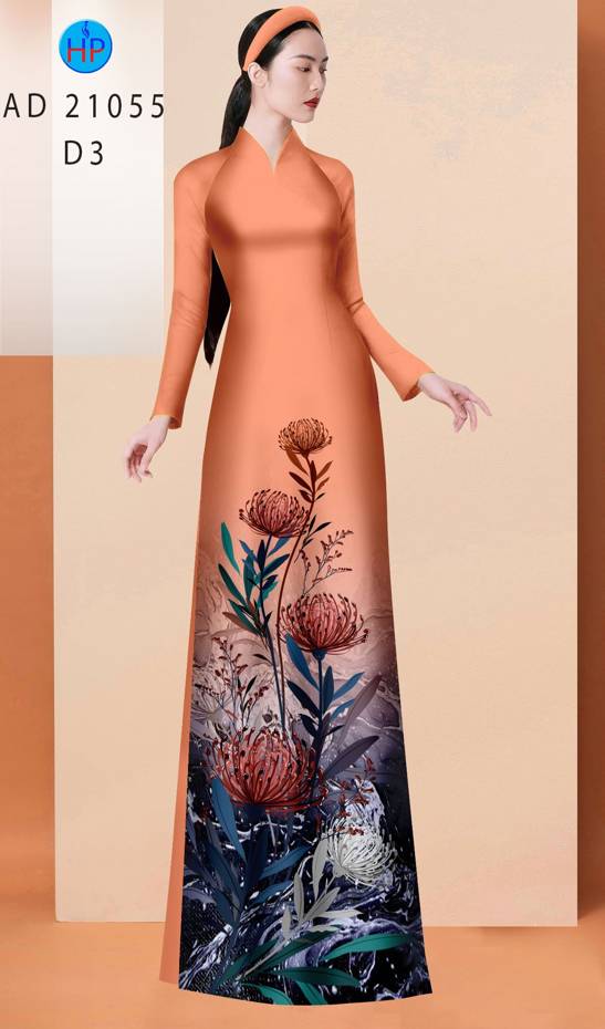 Vải Áo Dài Hoa Cúc Độc Đáo AD 21055