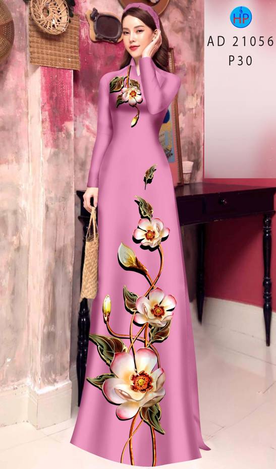 Vải Áo Dài Hoa In 3D Độc Đáo AD 21056 40 Vải Áo Dài Hoa In 3D Độc Đáo AD 21056